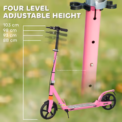 AIYAPLAY Kids Scooter, Foldable Kick Scooter w/ Adjustable Handlebar, Pink