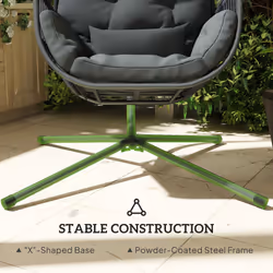 Outsunny Hanging Egg Chair with Stand, Cushions for Garden, Dark Grey
