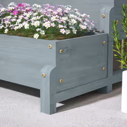 Outsunny 2-Tier Wooden Raised Bed with Trellis and Drainage Holes, Grey - Additional view 6