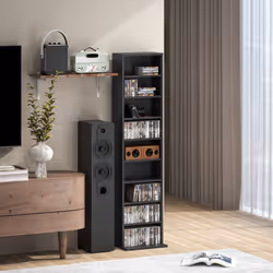 HOMCOM 260 CD Storage Unit 120 DVD Storage Tower with 9 Compartments Black - Additional view 7