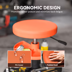 HOMCOM Rolling Mechanic Stool, 135kg Capacity Workshop Stool, Yellow - Additional view 5