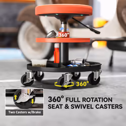 HOMCOM Rolling Mechanic Stool, 135kg Capacity Workshop Stool, Yellow - Additional view 6