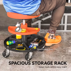 HOMCOM Rolling Mechanic Stool, 135kg Capacity Workshop Stool, Yellow - Additional view 7