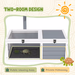 PawHut Tortoise Enclosure w/ Run, Lamp Holder, Pull-Out Trays, Hideaway