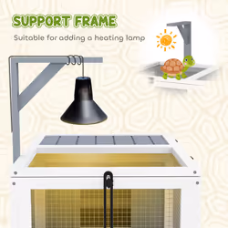 PawHut Tortoise Enclosure w/ Run, Lamp Holder, Pull-Out Trays, Hideaway - Additional view 6