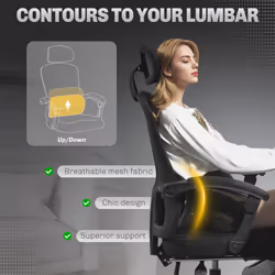 HOMCOM Mesh Ergonomic Office Chair with Lumbar Support, Headrest, Black