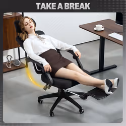 HOMCOM Mesh Ergonomic Office Chair with Lumbar Support, Headrest, Black - Additional view 6
