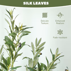 HOMCOM Indoor Artificial Plant, Faux Potted Silk Olive Tree, 180cm - Additional view 4