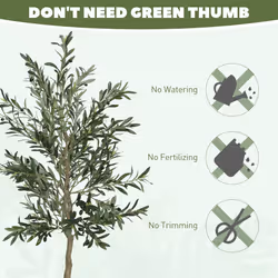 HOMCOM Indoor Artificial Plant, Faux Potted Silk Olive Tree, 180cm - Additional view 6