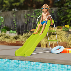AIYAPLAY Freestanding Slide for Kids with Climbing Ladder, Green