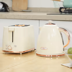 HOMCOM Kettle and Toaster Set 1.7L Fast Boil Kettle & 2 Slice Toaster Set - Cream