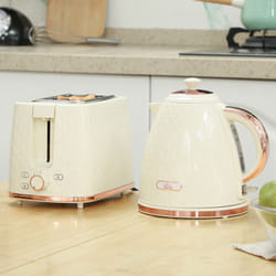 HOMCOM Kettle and Toaster Set 1.7L Fast Boil Kettle & 2 Slice Toaster Set - Cream