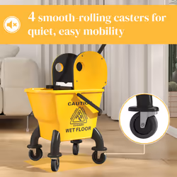 HOMCOM Mop Bucket with Wringer on Wheels for Floor Cleaning 26 Litre Yellow - Additional view 4