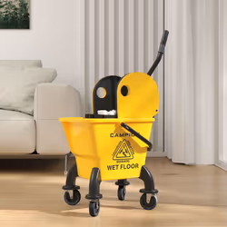 HOMCOM Mop Bucket with Wringer on Wheels for Floor Cleaning 26 Litre Yellow - Additional view 7