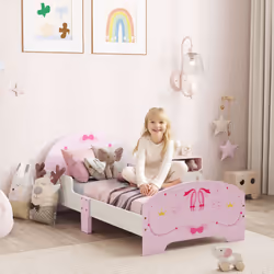 AIYAPLAY Ballet Theme Toddler Bed Frame with Safety Rails, for 3-6 Years