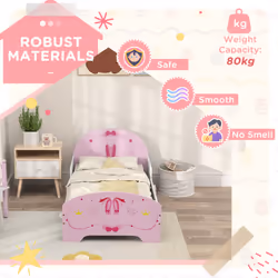 AIYAPLAY Ballet Theme Toddler Bed Frame with Safety Rails, for 3-6 Years