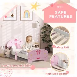 AIYAPLAY Ballet Theme Toddler Bed Frame with Safety Rails, for 3-6 Years