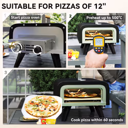 Outsunny Outdoor Tabletop Gas Pizza Oven with 12" Pizza Stone & Peel, Black