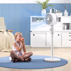 HOMCOM Pedestal Fan for Bedroom, Powerful Air Circulator with 3 Speed, White