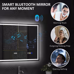 HOMCOM 600 x 800 mm Bathroom Mirror with Bluetooth Clock Lights Demister Pad