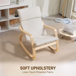 HOMCOM Comfortable Relax Rocking Chair with High Back, Cream White - Additional view 4