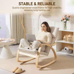 HOMCOM Comfortable Relax Rocking Chair with High Back, Cream White - Additional view 5