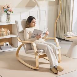 HOMCOM Comfortable Relax Rocking Chair with High Back, Cream White - Additional view 6