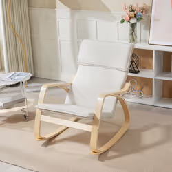 HOMCOM Comfortable Relax Rocking Chair with High Back, Cream White - Additional view 7