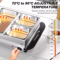 HOMCOM 4.5L Electric Food Warmer Buffet Server with Lids Cool Touch Handles