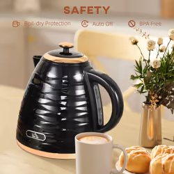 HOMCOM Electric Kettle, Fast Boil, 1.7L, 3kW, Swivel, Black Ripple