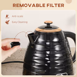 HOMCOM Electric Kettle, Fast Boil, 1.7L, 3kW, Swivel, Black Ripple - Additional view 4