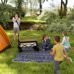Outsunny 1.8 x 2.7m Reversible Outdoor RV Rug, Geometric, Blue and White