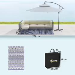 Outsunny 1.8 x 2.7m Reversible Outdoor RV Rug, Geometric, Blue and White
