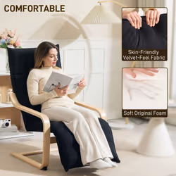 HOMCOM Birch Wood Lounge Chair for Living Room, Bedroom, Black