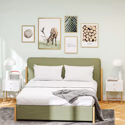 HOMCOM Bedside Tables Set of 2 with 2 Drawers for Bedroom, White