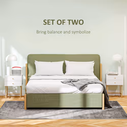 HOMCOM Bedside Tables Set of 2 with 2 Drawers for Bedroom, White