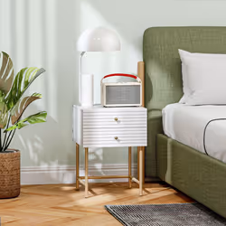 HOMCOM Bedside Tables Set of 2 with 2 Drawers for Bedroom, White - Additional view 5