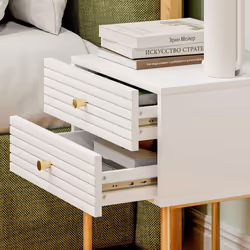 HOMCOM Bedside Tables Set of 2 with 2 Drawers for Bedroom, White - Additional view 7