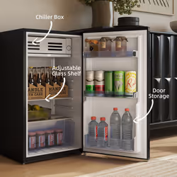 HOMCOM 85L Freestanding Under Counter Fridge with Chiller Box - Black - Additional view 6