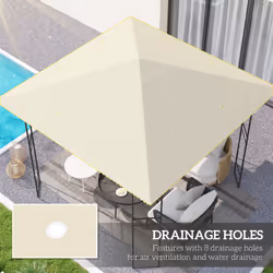 Outsunny 3 x 3(m) Gazebo Canopy Replacement Cover, UPF30+, Cream White