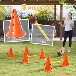 PawHut Dog Agility Equipment Set, Three-Piece Adjustable Height Jumping