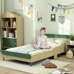 AIYAPLAY Toddler Bed, Kids Bed w/ Safety Rail, 60.5 x 195 x 103cm, Green