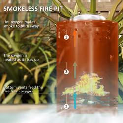 Outsunny Stainless Steel Smokeless Wood Burning Firepit Garden Fire Pit