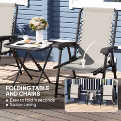 Outsunny 3 Pieces Folding Garden Bistro Set with Cup Holders, Dark Grey