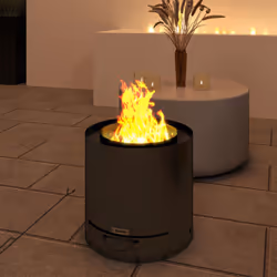 Outsunny Outdoor Round Fire Pit with Ash Tray and Fire Poker, Black - Additional view 6