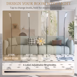 HOMCOM LED Floor Lamp for Living Room with Magnetic Remote Control, Black - Additional view 5