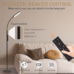 HOMCOM LED Floor Lamp for Living Room with Magnetic Remote Control, Black - Additional view 6