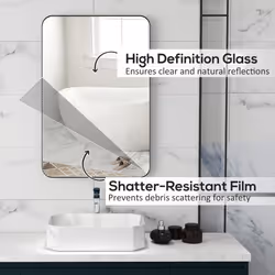 HOMCOM 90cm Rectangle Mirror, Wall Mirror for Bathroom, Black