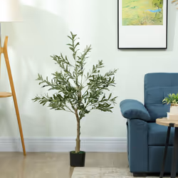 HOMCOM Indoor Artificial Plant, Faux Potted Silk Olive Tree, 120cm