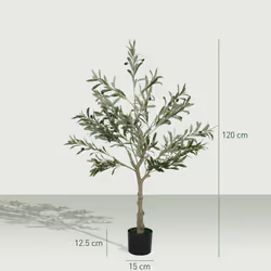 HOMCOM Indoor Artificial Plant, Faux Potted Silk Olive Tree, 120cm